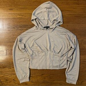 Moa Moa Lightweight Hooded Corset Crop Sweatshirt